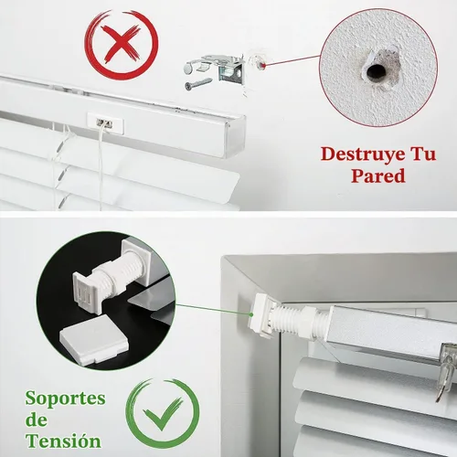Vista 2 de LazBlinds Mini persianas de aluminio de 1" sin herramientas, sin necesidad de taladro, persianas sin cables para ventanas, persianas horizontales