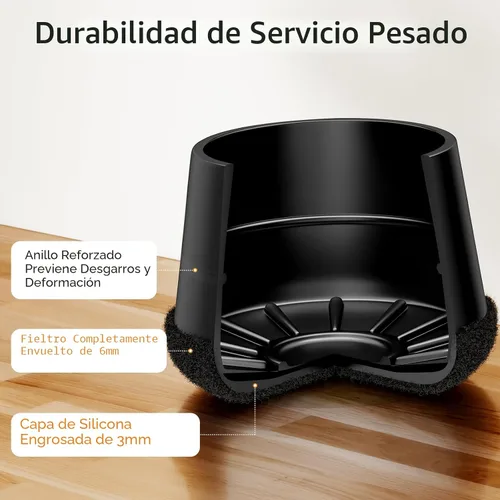 Vista 7 de 24 piezas de protectores de pata de silla de silicona extra pequeños (1,5 cm - 2 cm) almohadillas de goma y fieltro para patas de muebles