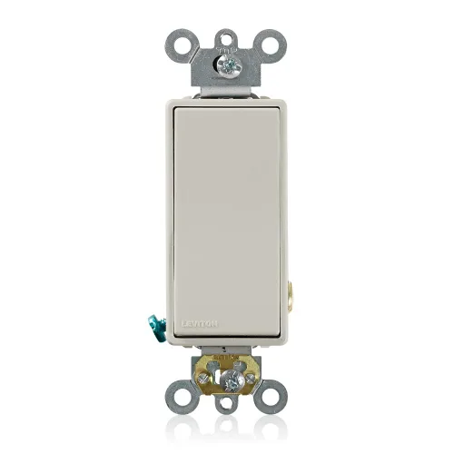 Vista 2 de Leviton Decora Plus interruptor silencioso de CA monpolar de 15 amperios, 120/277 voltios, grado comercial, 5691-2E, negro