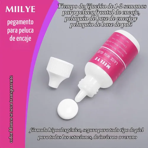 Vista 7 de MIILYE - Kit de adhesivo para peluca de encaje, pegamento en aerosol, pegamento de peluca de sujeción fuerte y removedor