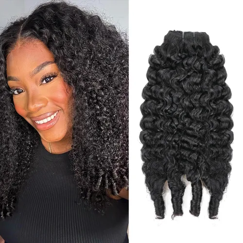 Vista 26 de Extensiones de cabello humano real rizado con clip, balayage, color marrón chocolate a rubio caramelo, 8 piezas con 18 clips, 4.23 oz/juego
