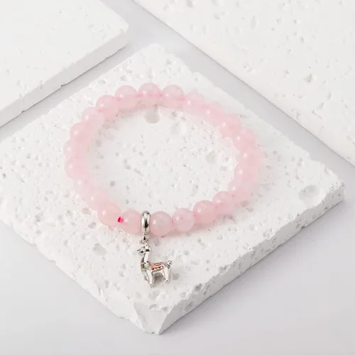 Vista 2 de Regalos de llama para mujer, pulsera sin llama, cuentas de ágata morada, colgante de llama, regalo de cumpleaños de llama, regalos de alpaca