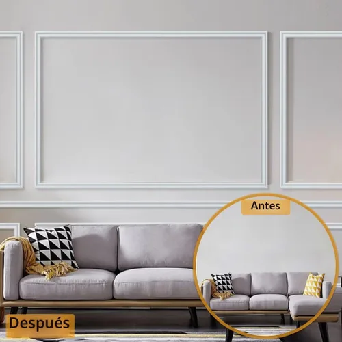 Vista 3 de Hungbak Panel de riel de silla con moldura de acabado despegable y adhesivo para decoración del hogar y protección de paredes