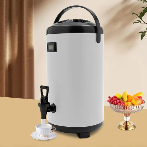 Vista 3 de Dispensador de bebidas calientes, dispensador de bebidas con aislamiento de acero inoxidable de 12 L, dispensador de bebidas frías y calientes