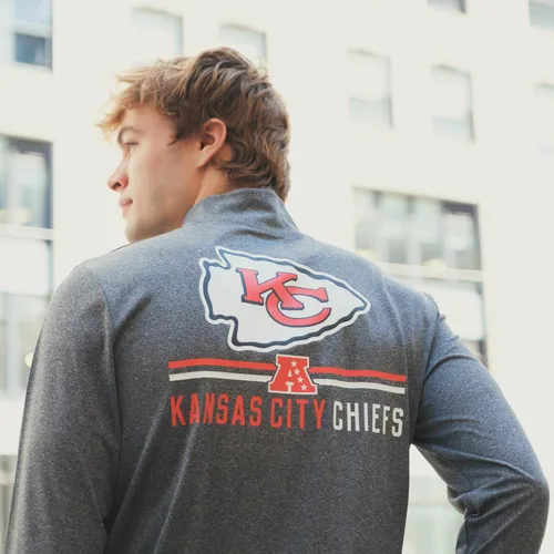 Vista 4 de Ultra Game Camiseta oficial de la NFL de manga larga con cremallera de un cuarto para hombre