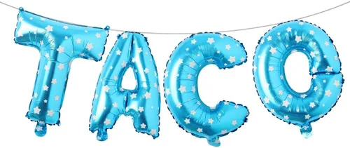 Vista 11 de Fiesta Party Balloons Supplies Taco Balloons Mexican Cinco De Mayo Party Decorations Mylar Foil Balloons Fiesta Party Decorations (L TACO Gold)