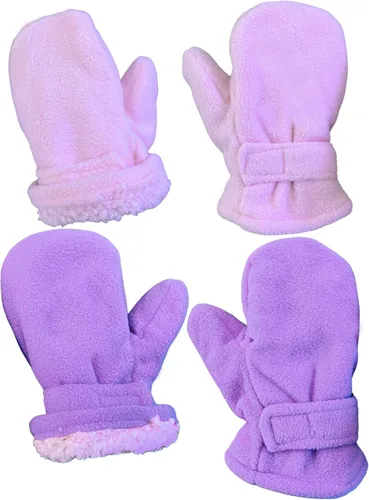 Vista 31 de N'Ice Caps Baby Toddler Mittens Kids 2 Pair Pack Fleece Warm Sherpa Lined Negro + Gris