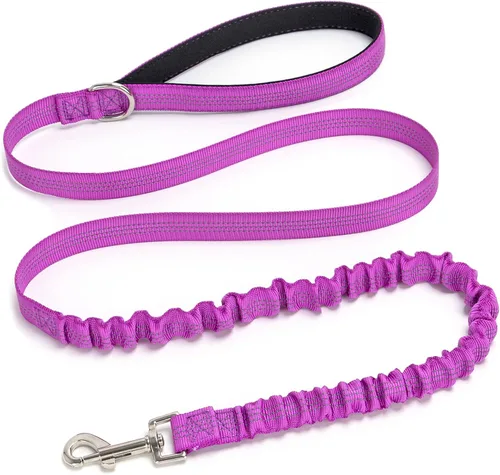 Vista 10 de Correa elástica para perro - Correa de nylon reflectante y de 5 pies con absorción de golpes Entrenamiento anti-jalón para perros Negro