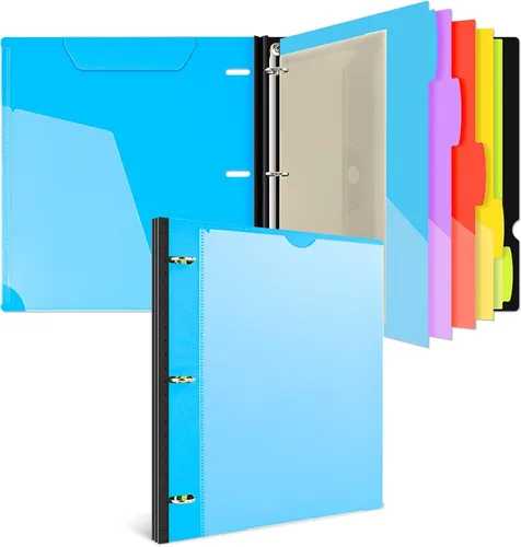 Vista 16 de INFUN Carpeta organizadora de proyectos telescópica de 3 anillos de 1 pulgada, 13 bolsillos, cubierta frontal personalizable, divisor de bolsillo