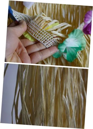 Vista 7 de Toyvian Vestido de fiesta hawaiano, disfraz de Luau Hula de hierba tropical, disfraz de fiesta de Luau para mujer, traje hawaiano de fiesta