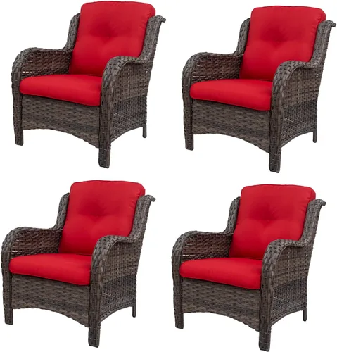 Vista 42 de Juego de 2 sillas de patio giratorias de 360 grados para exteriores y mesa auxiliar a juego – 3 sillas deslizantes de mimbre para patio con cojines