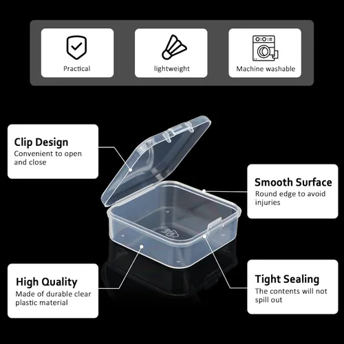 Vista 6 de SATINIOR 100 Piezas Cajas de Almacenamiento de Perlas de Plástico Transparente Cajas Pequeñas Claras con Tapa con Bisagras Estuche de Plástico