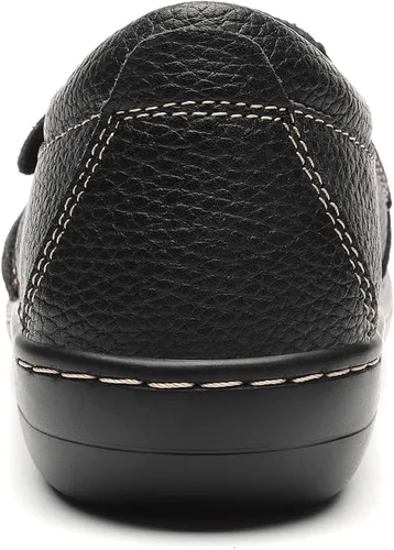 Vista 8 de Geoeleph - Mocasines de cuero para mujer, cómodos, planos, para caminar, con cordones, informales Negro