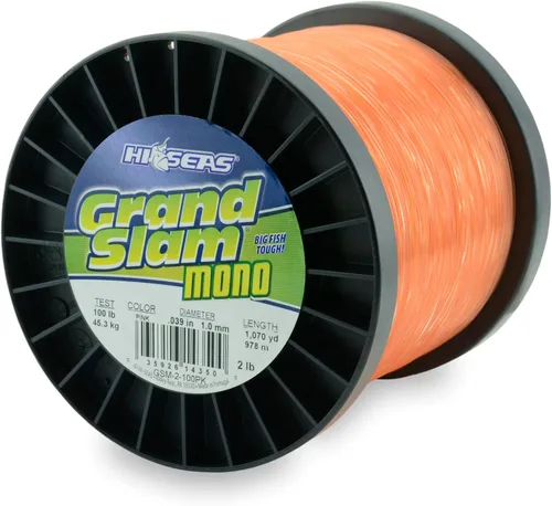 Vista 32 de HI-SEAS Grand Slam - Sedal de pesca de monofilamento, fuerte y resistente a la abrasión, en agua dulce y salada transparente, rosa, verde, azul