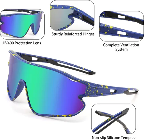 Vista 4 de FEISEDY Gafas de sol unisex para jóvenes, gafas de sol de béisbol y tenis, UV400 deportivas para niños y niñas, pantallas de ciclismo B4064