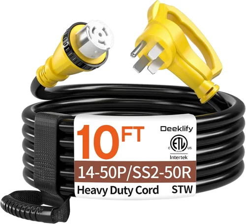 Vista 12 de NEMA14-50P/SS2-50R - Cable generador de 25 pies y 50 amperios con bloqueo giratorio