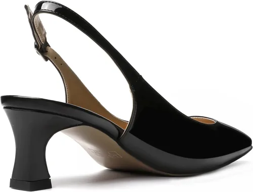 Vista 5 de SKYSTERRY Vestido de mujer de noche Slingback gatito punta cuadrada Carrete de patente de oficina Zapatos de tacón bajo 2 pulgadas