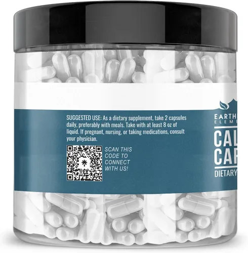 Vista 3 de Earthborn Elements Paquete de carbonato de calcio y péptidos de colágeno, 200 cápsulas cada uno, puro y sin diluir, sin aditivos