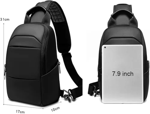 Vista 3 de Eurcool Bolsa de hombro para hombre, bolsa de mensajero pequeña, repelente al agua, bolsa cruzada para el pecho, para correr, senderismo, ciclismo