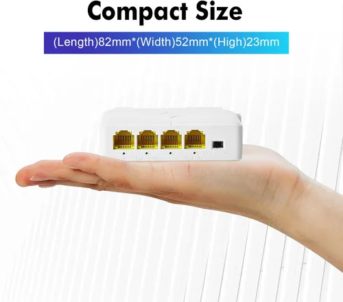 Vista 8 de MokerLink Extensor PoE Gigabit de 4 puertos, repetidor IEEE 802.3 af/at, 10/100/1000Mbps, 1 entrada 3 salida, interruptor de paso de montaje
