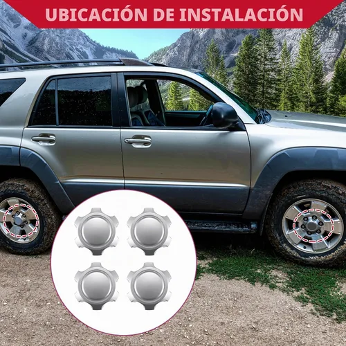 Vista 2 de 4260304030 / Tapas centrales de cubo de rueda para Toyota 4Runner 1996-2002 / Durable/plástico / 4 piezas/tono plateado