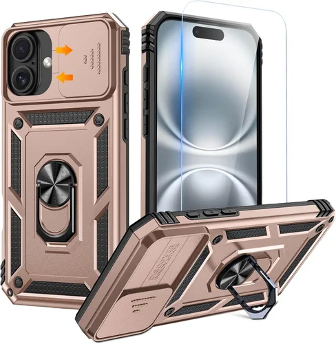 Vista 41 de Goton Funda para iPhone 14 Plus con Protector de Pantalla - Funda con Cubierta Deslizante para Cámara con Soporte de Anillo, Resistente de Grado