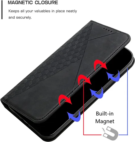 Vista 2 de Funda compatible con Nothing Phone 1, piel sintética, función atril compatible con Nothing Phone One (A063), cierre magnético, protección para Negro