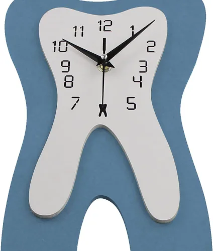 Vista 4 de Timelike Reloj de pared moderno de dientes, silencioso, sin tictac, médico, dentista, clínica dental, arte de pared, decoración de pared, para Azul