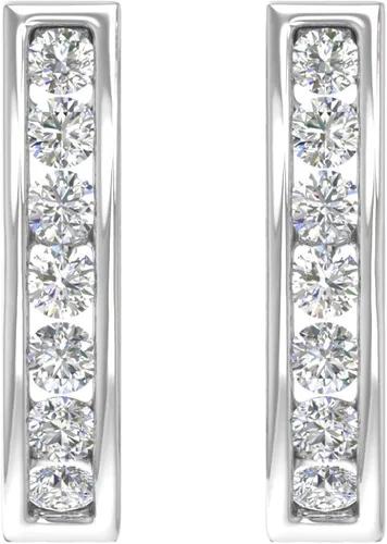 Vista 2 de Aretes de aro para mujer de 1 quilate con diamantes en oro de 14 quilates o platino