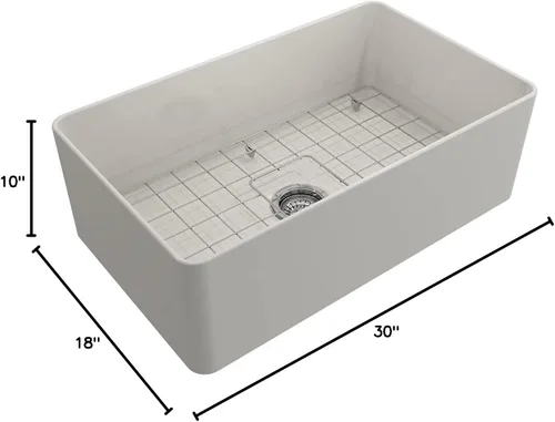 Vista 10 de BOCCHI Aderci - Fregadero de cocina ultradelgado con delantal delantero de granja de 30 pulgadas, fregadero de cocina de un solo tazón con rejilla
