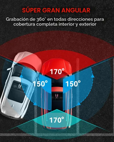 Vista 7 de Cámara de tablero N5 PRO 4K de 4 canales, vista panorámica de 360°, trasera e interior de 1080P, WiFi 5G 6 - hasta 10MB/s, GPS integrado, visión