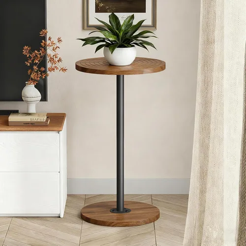 Vista 4 de Asgolion Mesa Auxiliar Redonda, Mesa Pequeña para Bebidas, Soporte de Martini con Pedestal, Mesa de Cóctel con Base Ponderada, Mesita de Noche