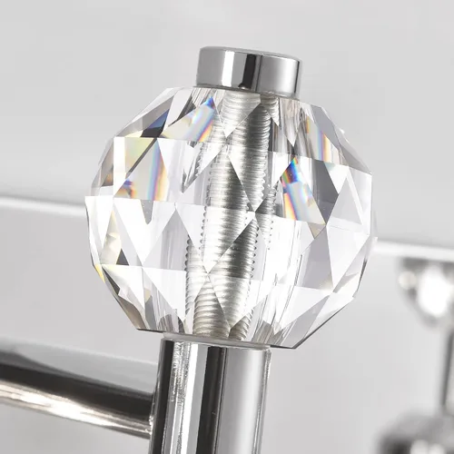 Vista 7 de PRESDE Aplique de pared de cristal único, lámpara de tocador cromada moderna, lámpara de pared de 1 luz para baño, dormitorio, pasillo
