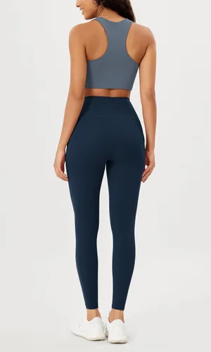 Vista 4 de ODODOS - Leggings de yoga con cintura alta y bolsillos para mujer, pantalones de yoga deportivos con control de abdomen, no se transparentan