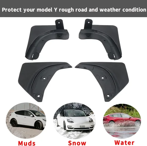 Vista 8 de Solapas de barro Jawjut, compatibles con Tesla Model Y 2023 2024, accesorios de protección contra salpicaduras, no requiere taladrar, negro