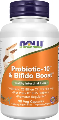 Vista 8 de Suplementos NOW, Probiotic-10™ en polvo, 50 mil millones, con 10 cepas probióticas, cepa verificada, 2 onzas
