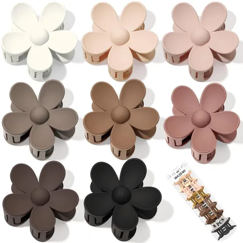 Vista 10 de Pinzas para el pelo de flores, 8 unidades, lindas pinzas para el cabello, pinzas para el cabello mate, pinzas de garra grande, sujeción fuerte