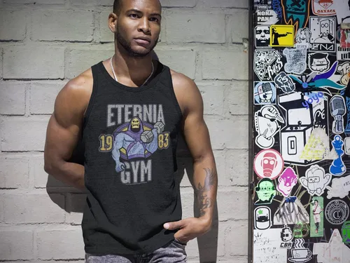 Vista 4 de Masters of The Universe He-Man Skeletor Eternia Gym 1983 Image - Camiseta de manga corta para adultos, Negro