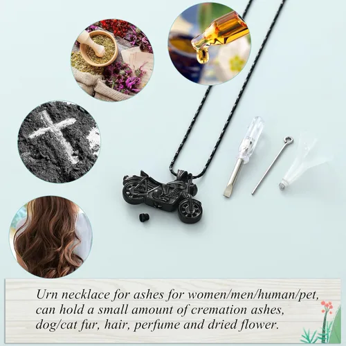 Vista 27 de Imrsanl Joyería de cremación para cenizas, motocicleta, automóvil pequeño, collar de urna de tractor para cenizas para hombres, recuerdo