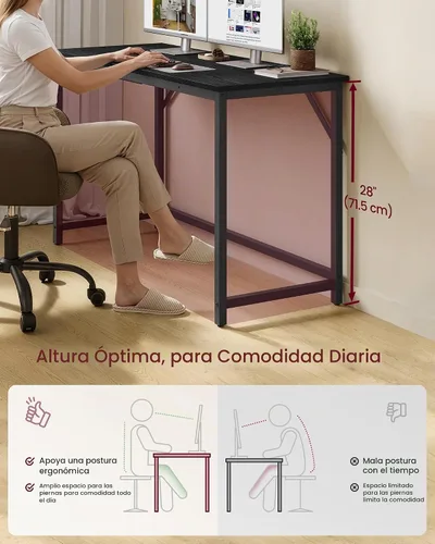 Vista 4 de VASAGLE Escritorio para computadora, escritorio de juegos con marco