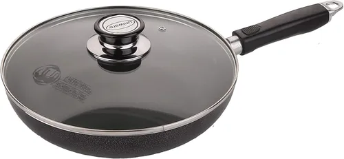 Vista 4 de Uniware Sartén de 10.2 pulgadas con cubierta de vidrio templado, antiadherente, apta para lavavajillas