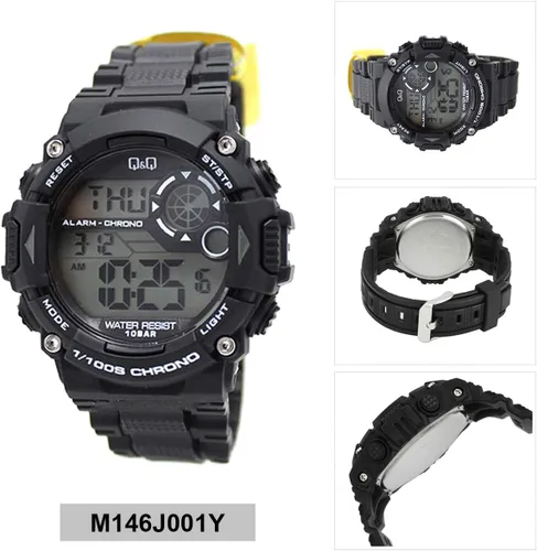 Vista 2 de Q&Q Mens Large Digital Full-Size Chronograph Sport Watch Resin Band 5 Alarms