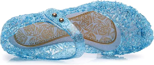 Vista 4 de Dongni Disfraces de princesa, zapatos planos de gelatina, sandalias de disfraces para fiestas de cumpleaños para niñas pequeñas, inspiradas