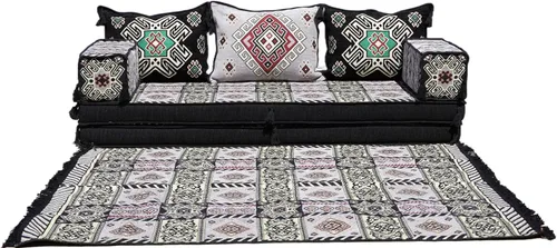 Vista 22 de arabicsofa Juego de sofá de piso árabe esquinero en forma de L - Asiento Majlis marroquí para sala de estar