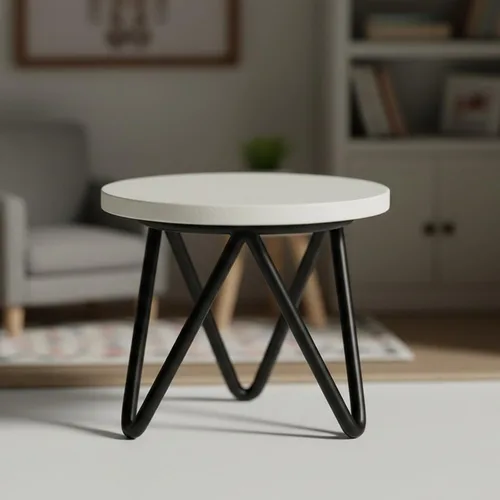 Vista 5 de Cutemini Mesa de casa de muñecas a escala 1 6, decoración en miniatura, muebles de casa de muñecas, mini mesa de centro redonda, accesorios