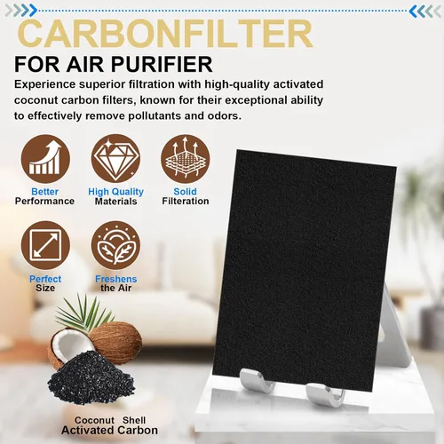 Vista 4 de Dekiru Filtro de carbón activado precortado para prefiltro HPA300 compatible con filtro purificador de aire Honeywell de repuesto, apto para una