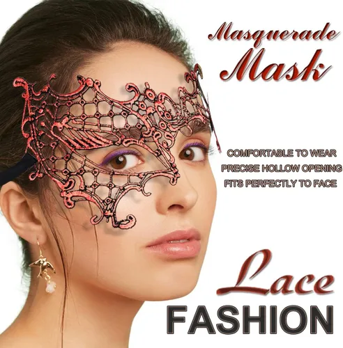 Vista 4 de Máscara de mascarada para mujer, máscara de encaje para Halloween, carnaval, Mardi Gras, disfraz de fiesta