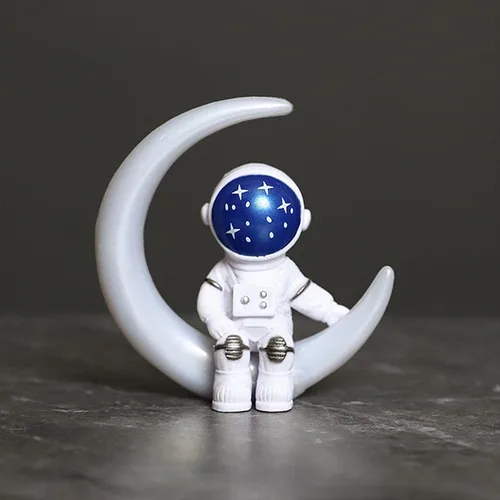 Vista 6 de Figura de astronauta de resina, estatua de astronauta, adorno de astronauta, escultura de mesa para decoración de mesa en el interior del automóvil