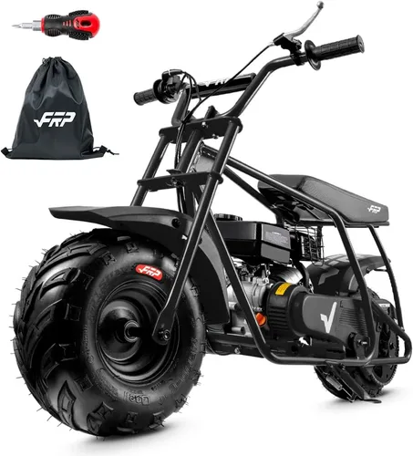 Vista 18 de FRP GMB100 Plus Gas Mini Bike 99cc 4 tiempos todoterreno Faro y polaina Negro