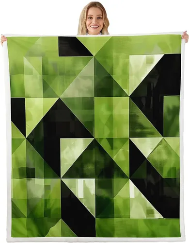 Vista 17 de Erosebridal Black Blue Triangles Square Fleece Throw Blanket 40"x50" - Ultra-Soft for Couch Sofa Bed,3D Geometric Pattern Sherpa Blanket,Abstract